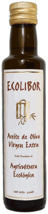 Botella 250 ml aceite monovarietal Cornicabra Ecolibor