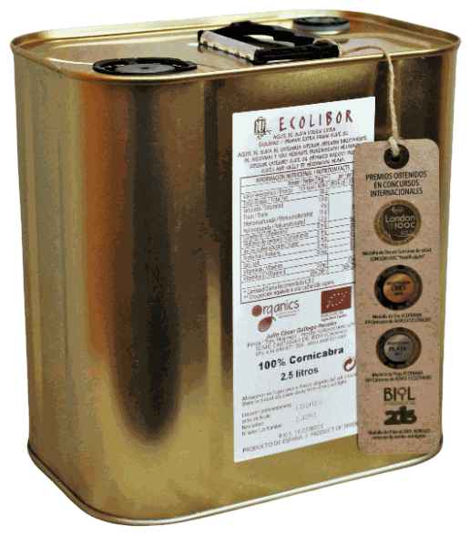 Lata 2,5 litros aceite monovarietal Cornicabra Ecolibor