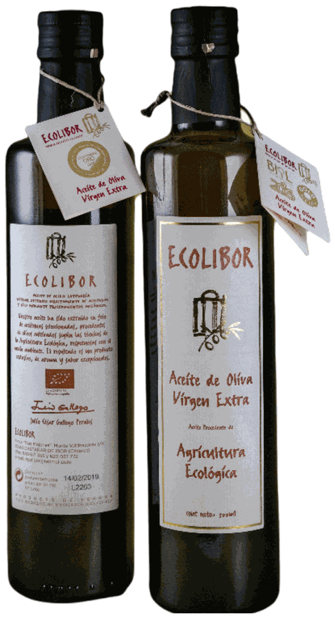 Botella 500 ml aceite monovarietal Cornicabra Ecolibor